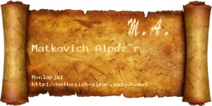 Matkovich Alpár névjegykártya